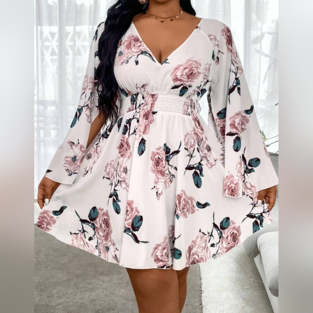 Floral Print V-Neck Dress